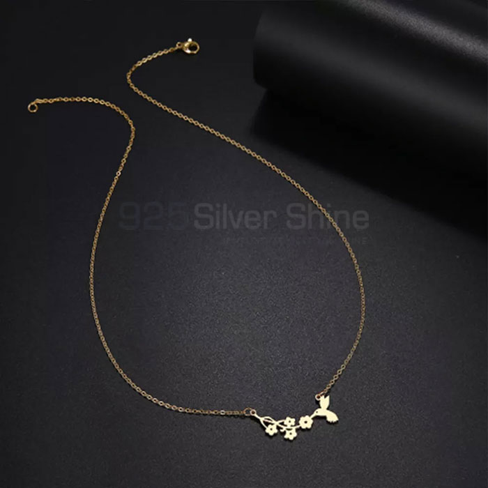 Flower & Bird Necklace, Animal Minimalist Necklace In 925 Sterling Silver AMN97_0