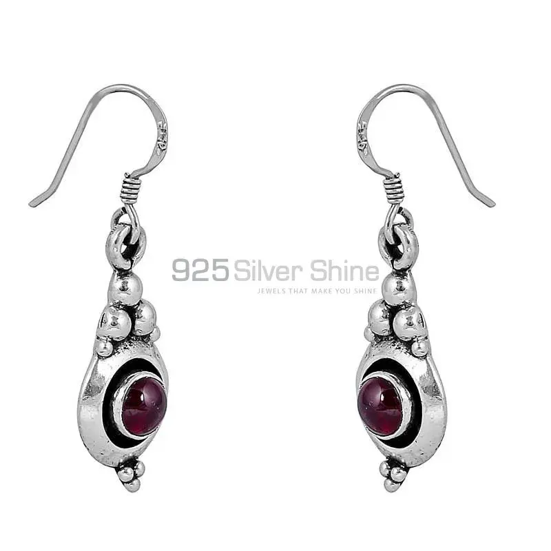 Garnet Semi Precious Gemstone Earring In 925 Sterling Silver Jewelry 925SE76_1