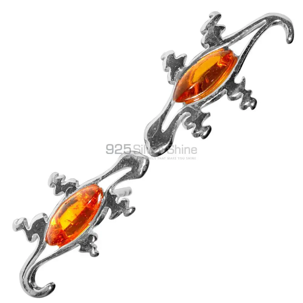 Genuine Amber Gemstone Earrings In 925 Sterling Silver Jewelry 925SE2926_2