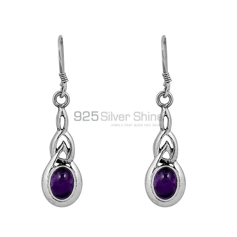 Genuine Amethyst Gemstone Earring In 925 Solid Silver Jewelry 925SE72_0