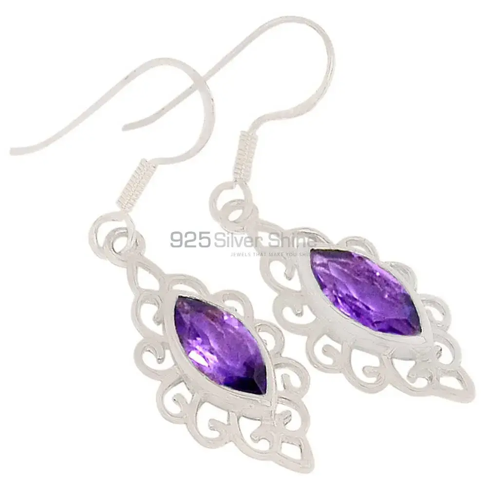 Genuine Amethyst Gemstone Earrings In 925 Sterling Silver Jewelry 925SE340_0