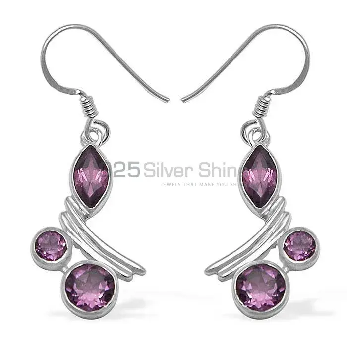 Genuine Amethyst Gemstone Earrings In 925 Sterling Silver Jewelry 925SE1048_0