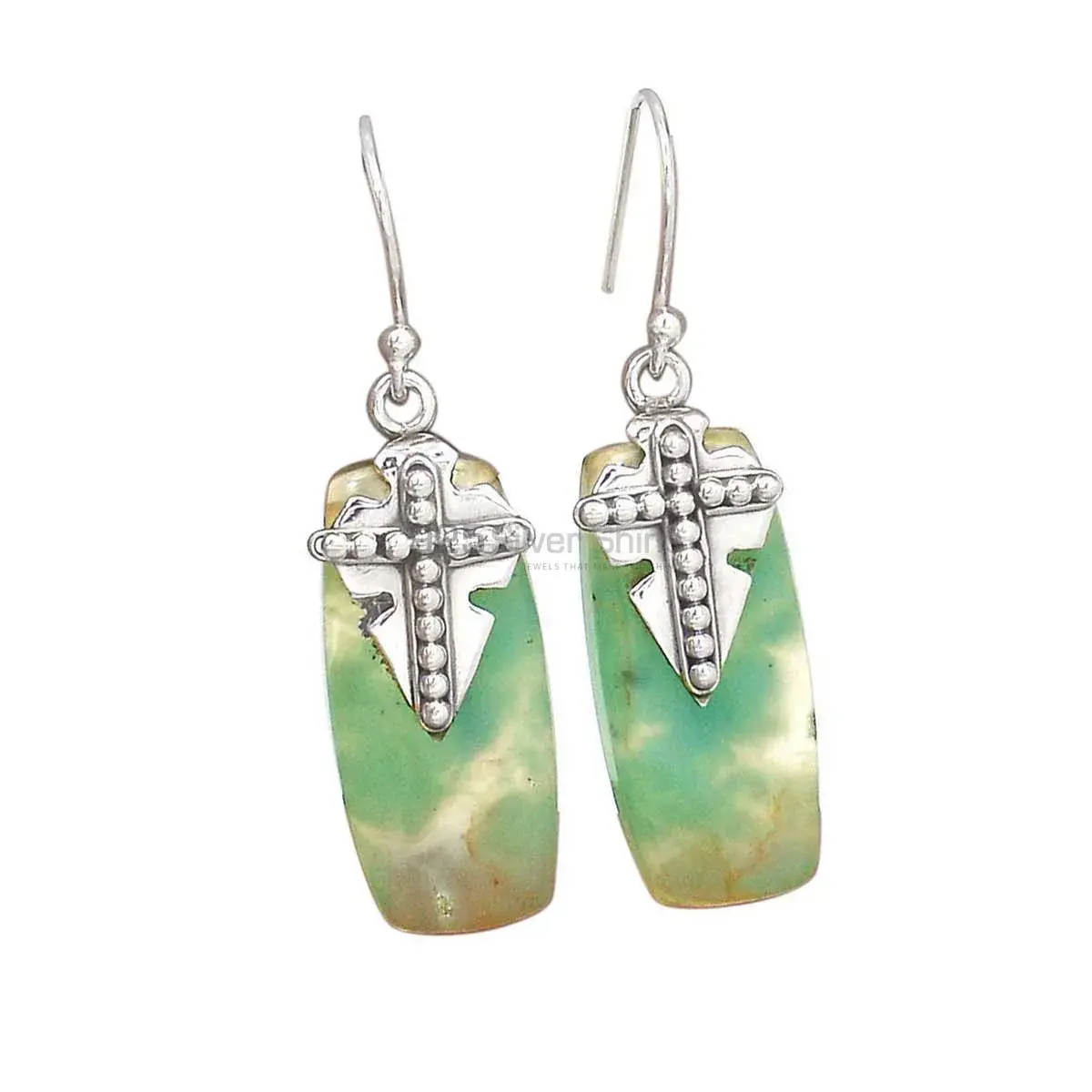 Genuine Aventurine Gemstone Earrings In 925 Sterling Silver Jewelry 925SE2611_0
