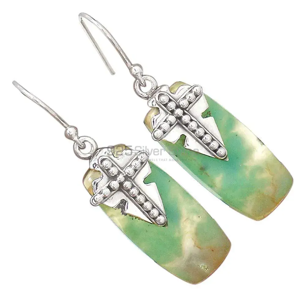 Genuine Aventurine Gemstone Earrings In 925 Sterling Silver Jewelry 925SE2611_1