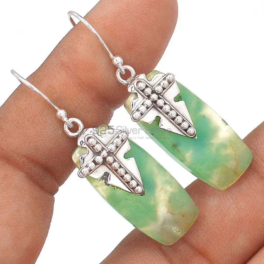 Genuine Aventurine Gemstone Earrings In 925 Sterling Silver Jewelry 925SE2611_2