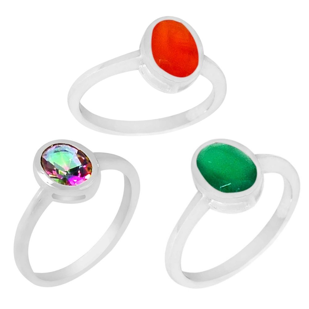 Genuine Green Onyx Gemstone Rings In Solid 925 Silver 925SR928_2