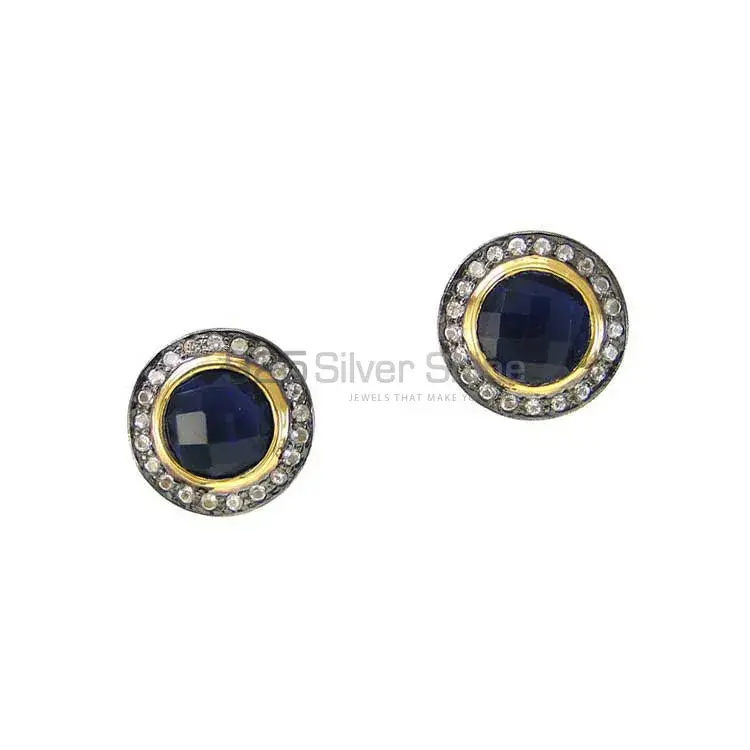Genuine Iolite Gemstone Earrings In Solid 925 Silver 925SE2006_1
