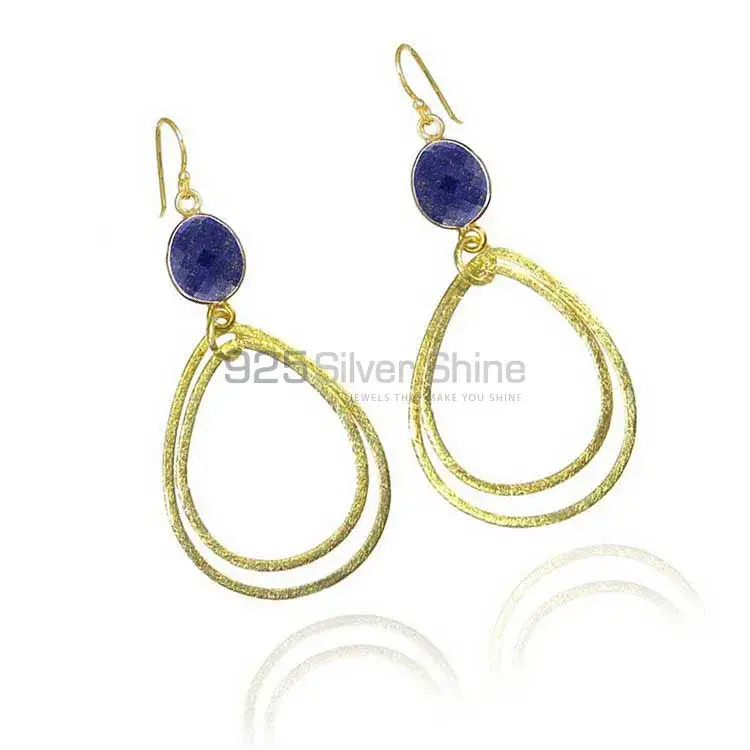 Genuine Lapis Gemstone Earrings In 925 Sterling Silver Jewelry 925SE1957_1