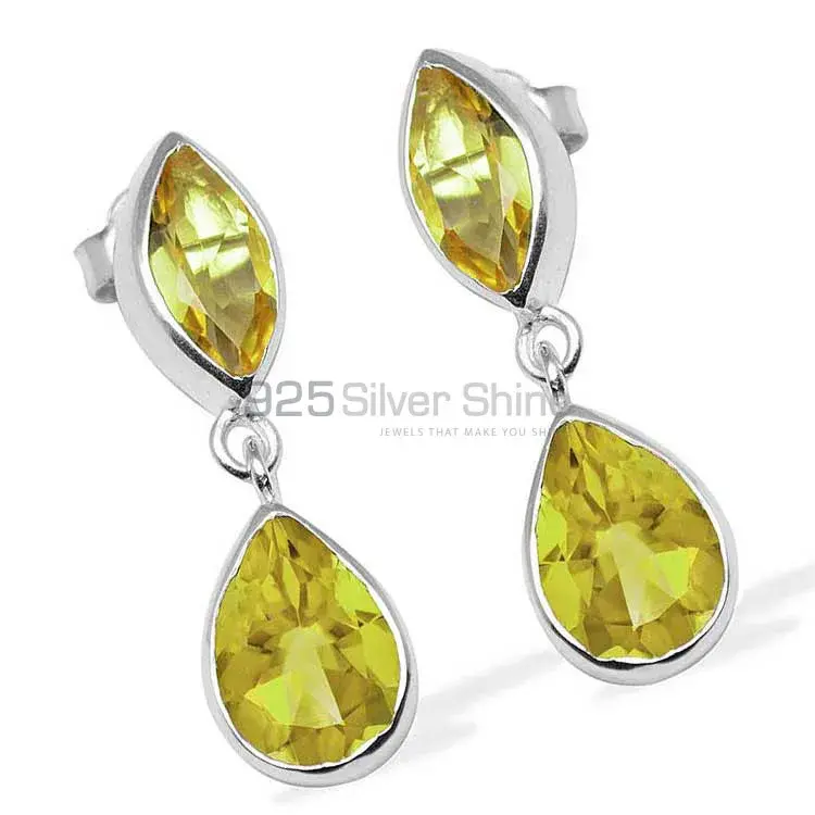 Genuine Lemon Quartz Gemstone Earrings In 925 Sterling Silver Jewelry 925SE1127_1