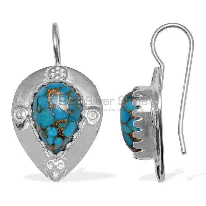 Genuine Turquoise Gemstone Earrings In 925 Sterling Silver 925SE863_0