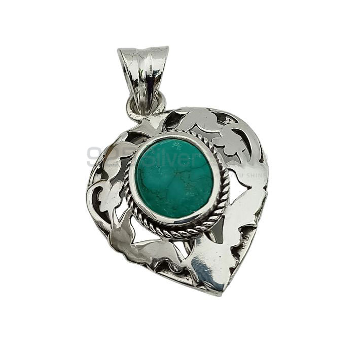 Hand Turquoise Gemstone Pendant In Sterling Silver 925NSP26_0