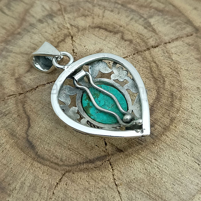 Hand Turquoise Gemstone Pendant In Sterling Silver 925NSP26_2
