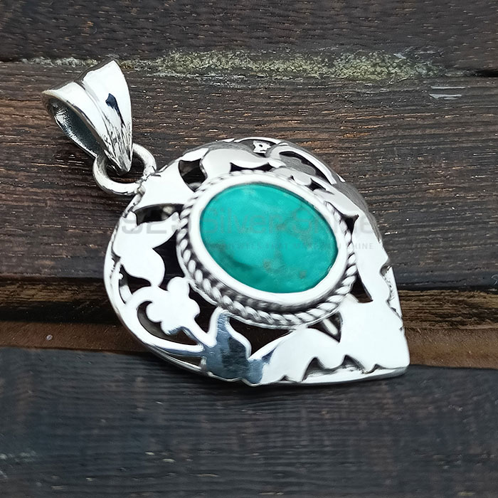 Hand Turquoise Gemstone Pendant In Sterling Silver 925NSP26