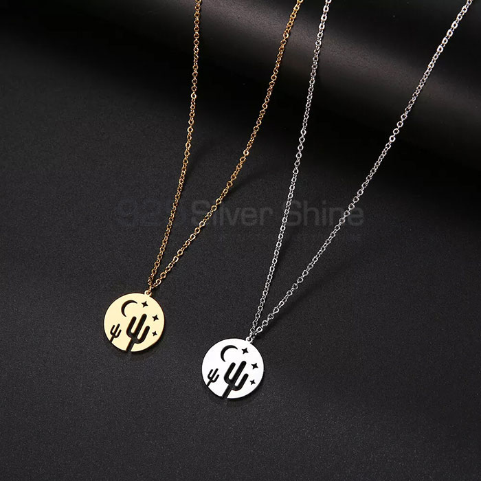 Handmade Cactus Design Fashion Necklace In 925 Silver MOMN389_1