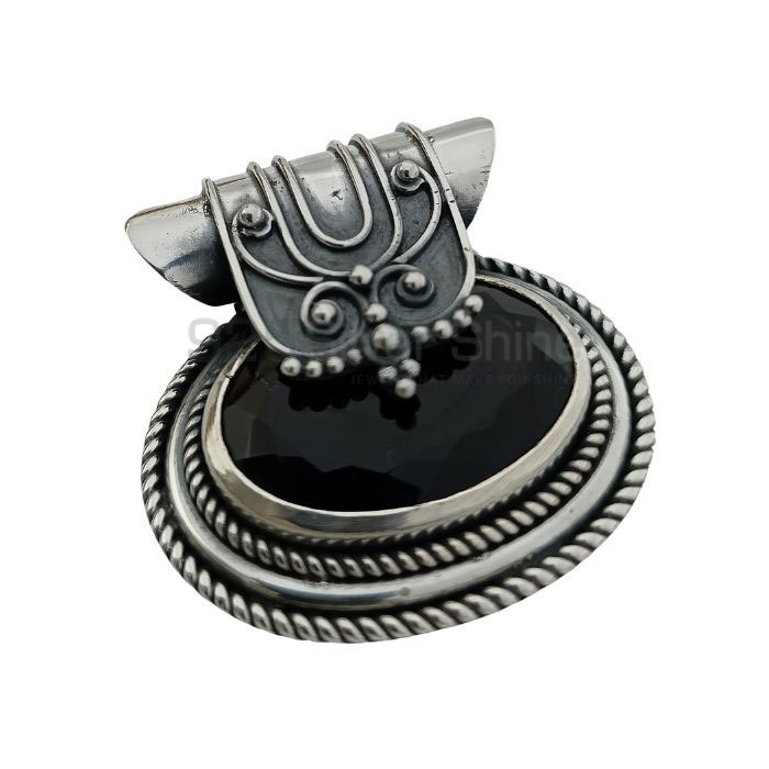 Handmade Ethnic Vintage Look Silver Pendant In Faceted Smoky Quartz Gemstone 925NSP16_0