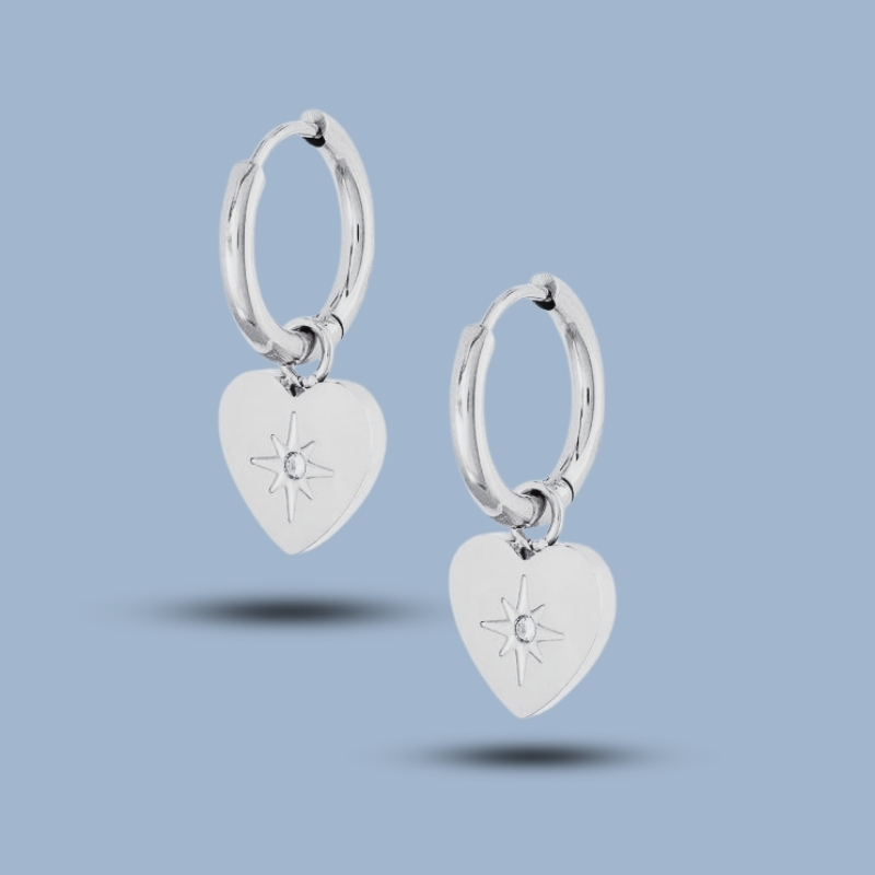 Handmade Heart Charm 925 Sterling Silver Helix Earring Hoop 925She293_0