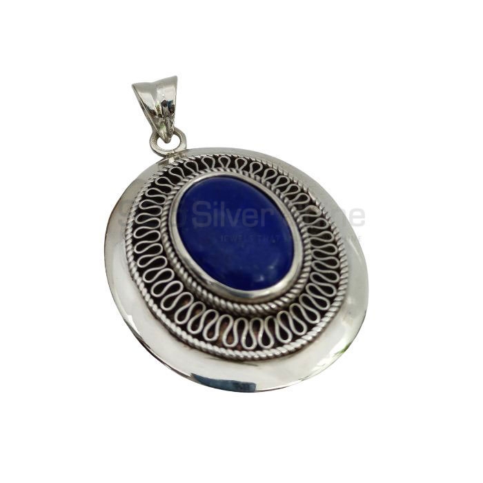 Handmade Lapis Lazuli Ethnic Pendant In Sterling Silver 925NSP29_0