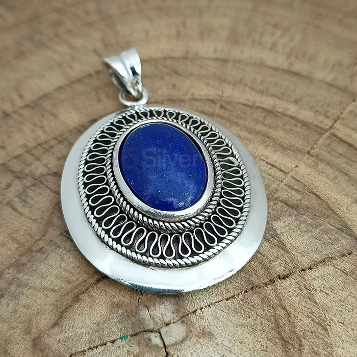 Handmade Lapis Lazuli Ethnic Pendant In Sterling Silver 925NSP29
