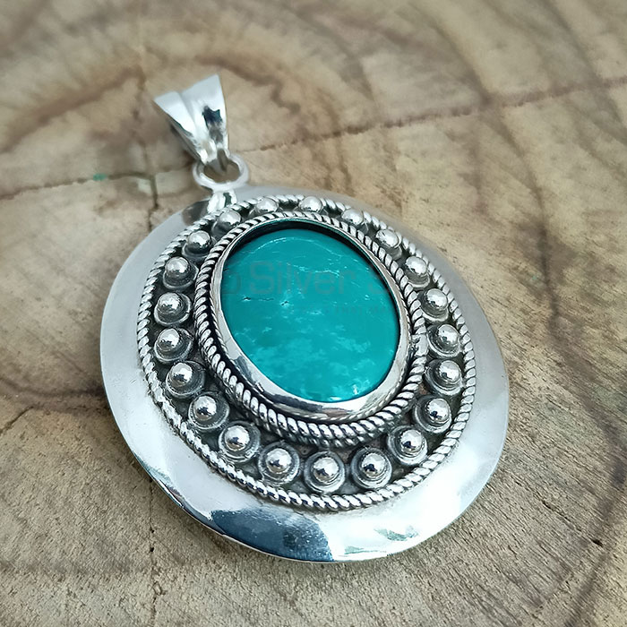 Handmade Turquoise Gemstone Pendant In Sterling Silver 925NSP28_1