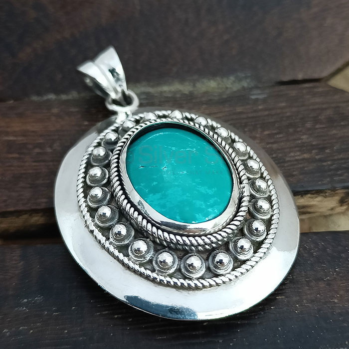 Handmade Turquoise Gemstone Pendant In Sterling Silver 925NSP28