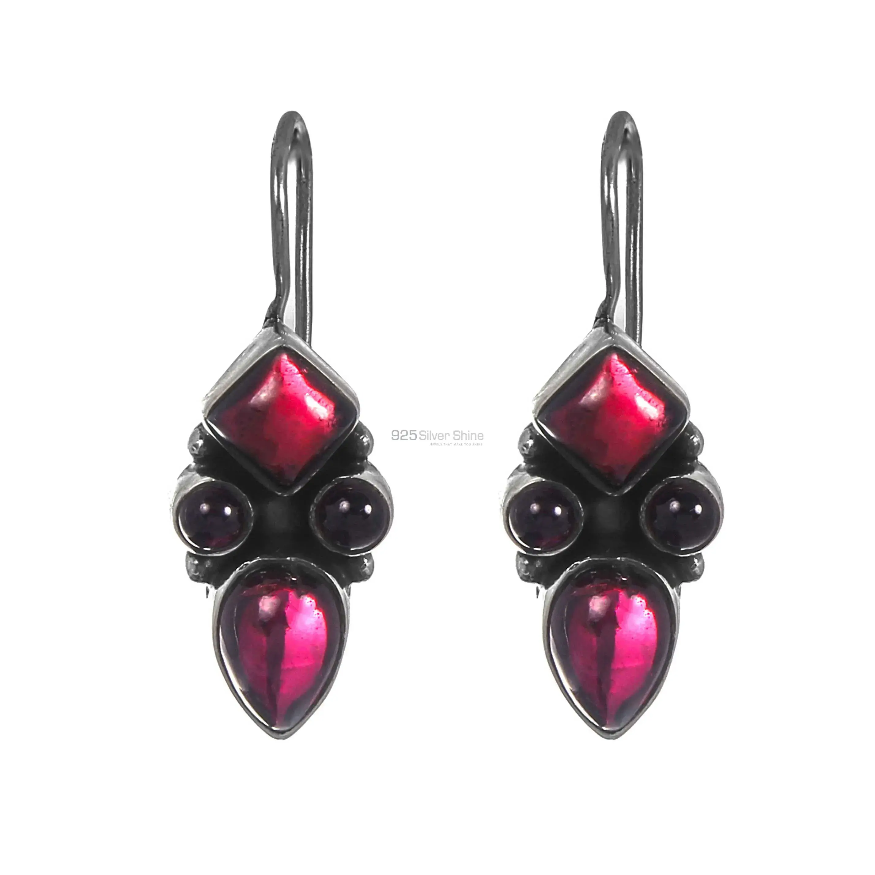 Handmade Sterling Silver Earring In Natural Garnet Gemstone Jewelry 925SE199_0