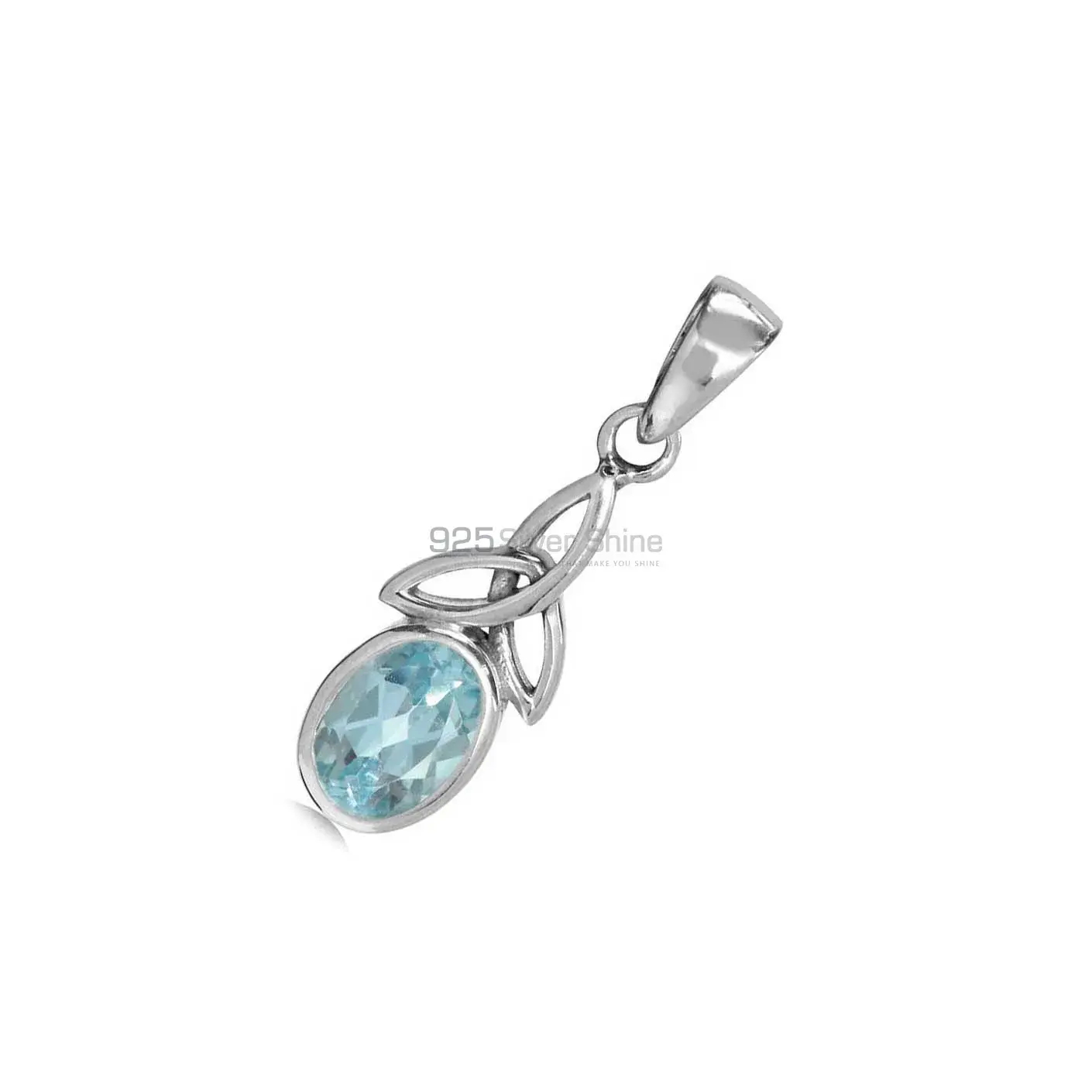 925 Fine Silver Pendants In Blue Topaz Gemstone Jewelry 925SP06-4_1