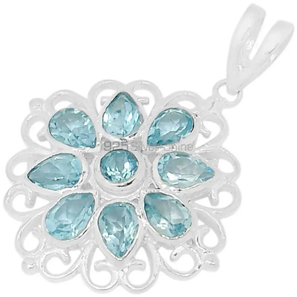 925 Fine Silver Pendants In Blue Topaz Gemstone Jewelry 925SSP315-2_0
