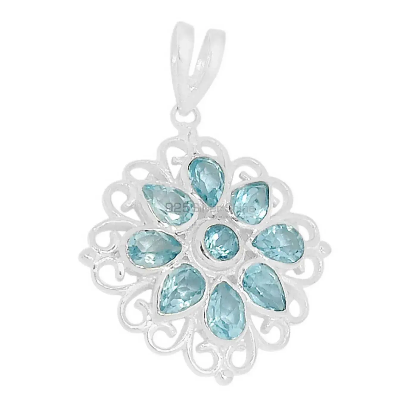 925 Fine Silver Pendants In Blue Topaz Gemstone Jewelry 925SSP315-2_1
