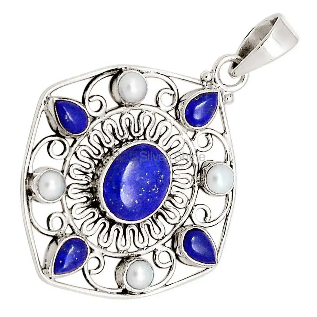 925 Fine Silver Pendants In Multi Gemstone Jewelry 925SP110-1_2