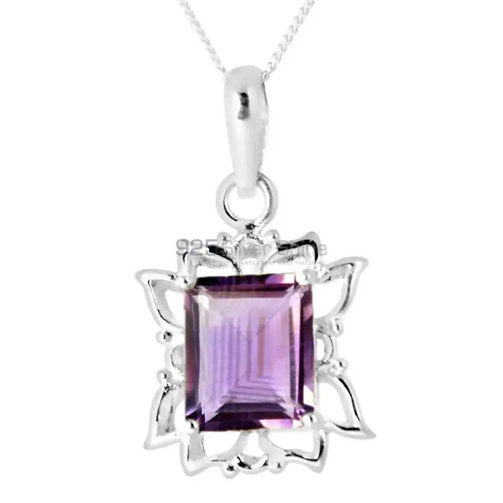 925 Sterling Silver Handmade Pendants In Amethyst Gemstone Jewelry 925SP239-1_0