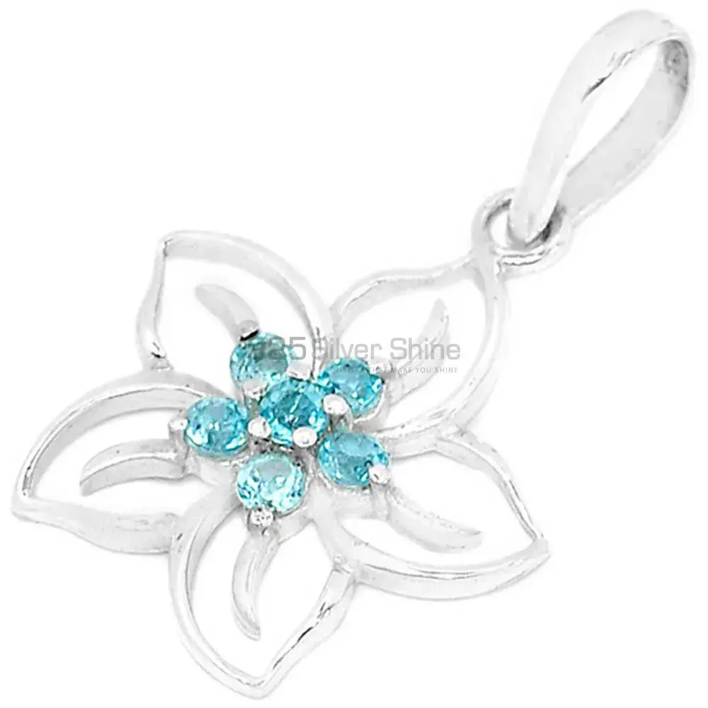 925 Sterling Silver Handmade Pendants In Blue Topaz Gemstone Jewelry 925SP291-6_0