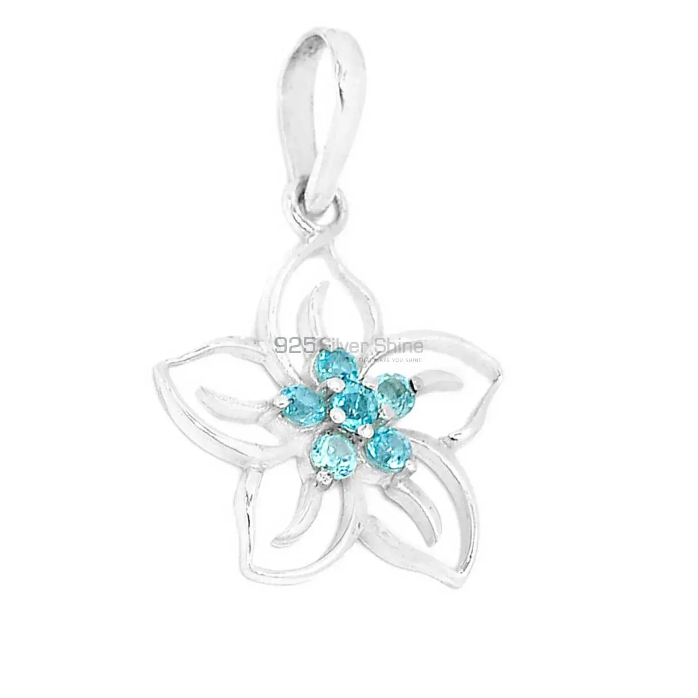 925 Sterling Silver Handmade Pendants In Blue Topaz Gemstone Jewelry 925SP291-6_1