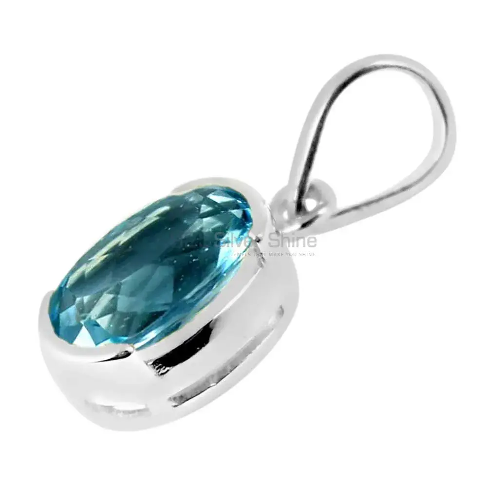 Blue Topaz Gemstone Pendants In 925 Fine Silver Jewelry 925SP251-1_1