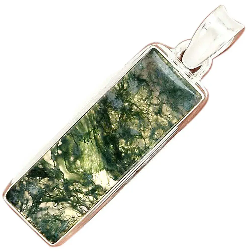 Moos Agate Gemstone Handmade Pendants In Solid Sterling Silver Jewelry 925SP140_9