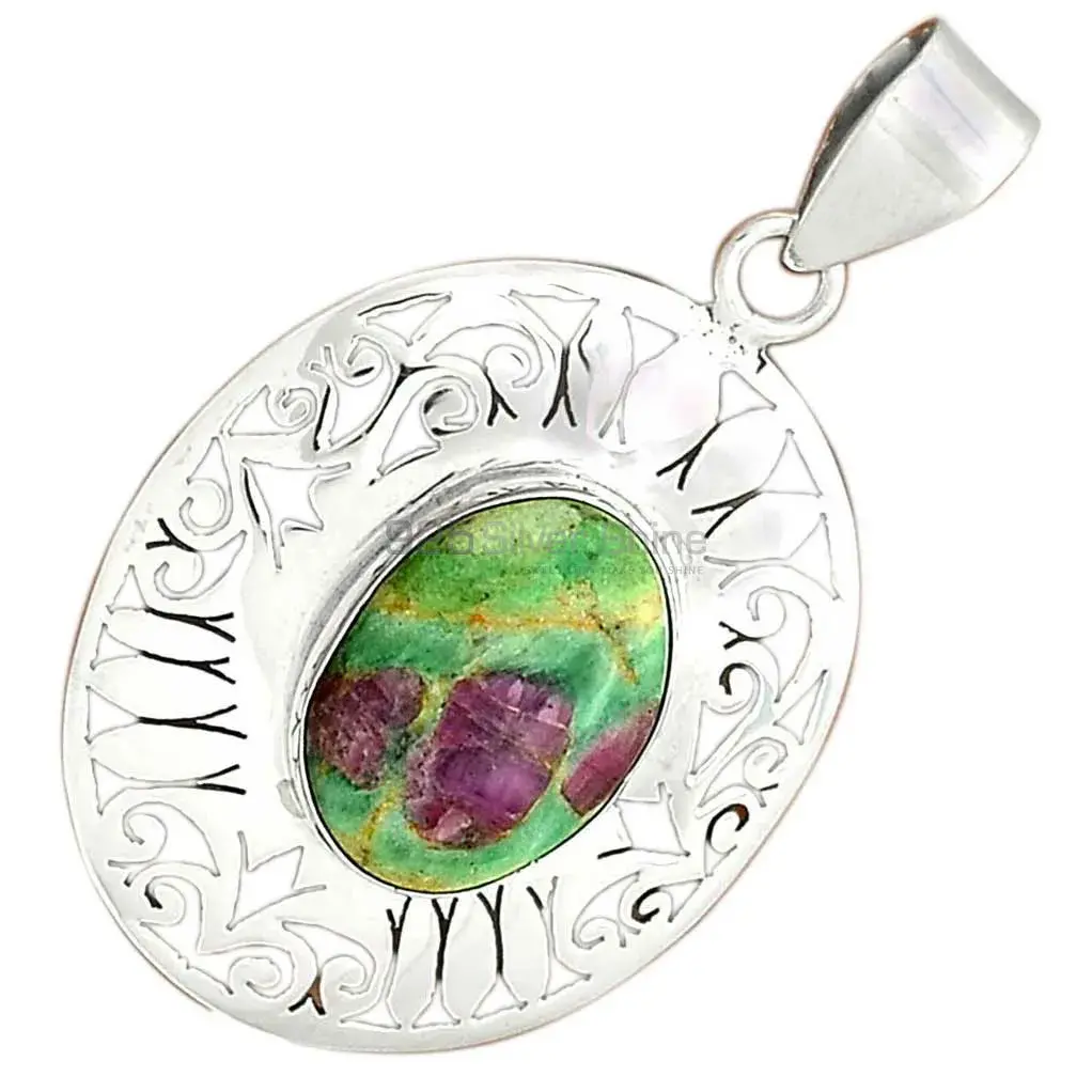 Ruby Zoisite Gemstone Handmade Pendants In 925 Sterling Silver Jewelry 925SP16-2_3