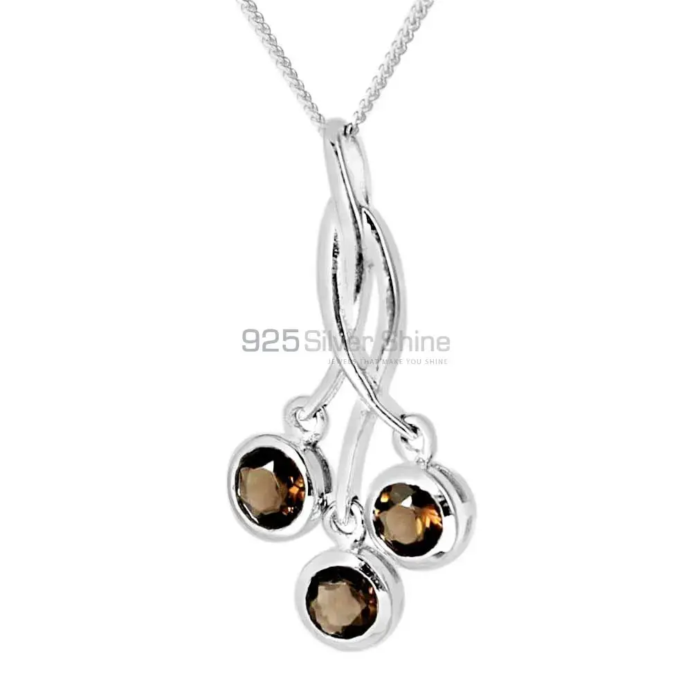 Smokey Gemstone Pendants In 925 Fine Silver Jewelry 925SP227-1_0