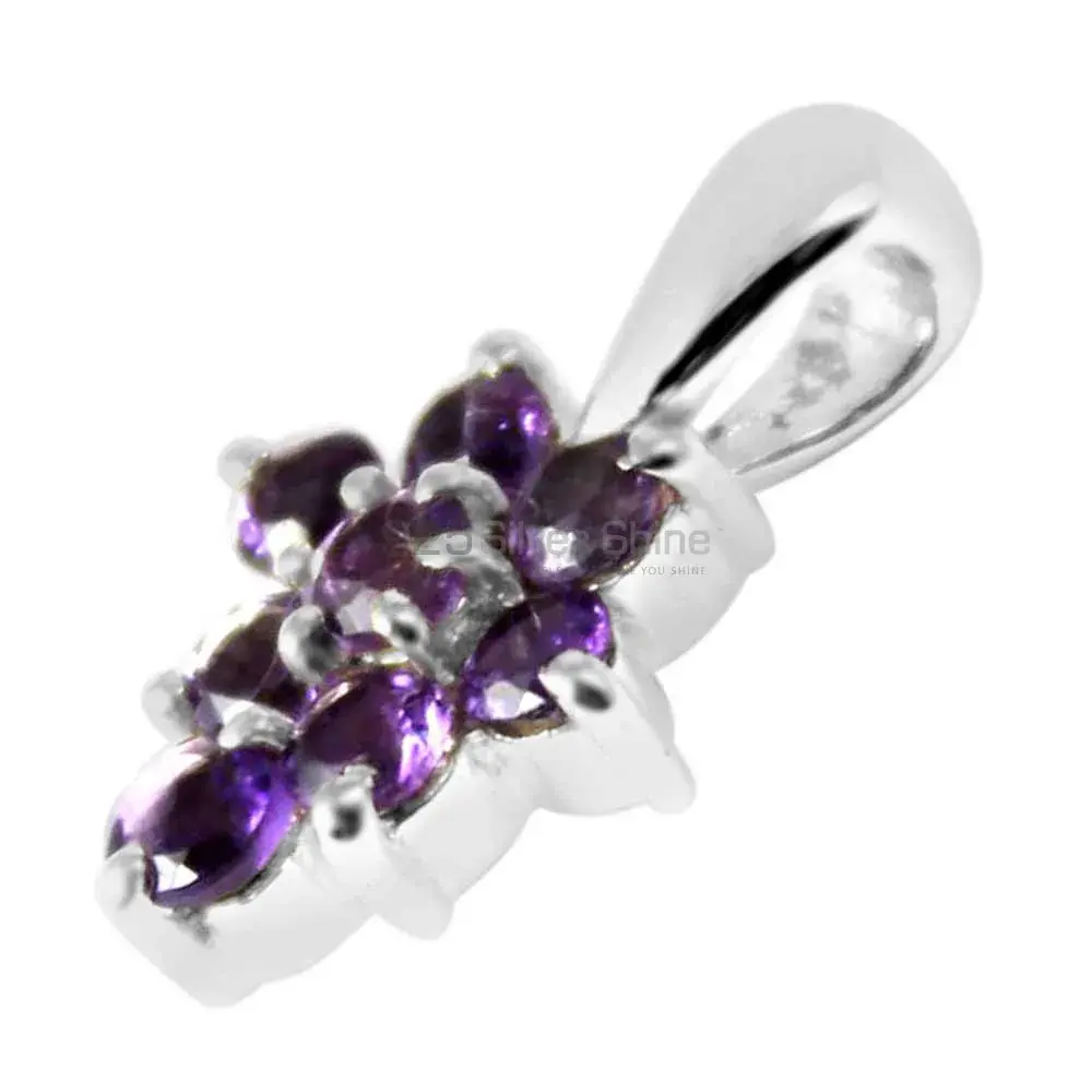 Solid Sterling Silver Handmade Pendants In Amethyst Gemstone Jewelry 925SP208-2_0