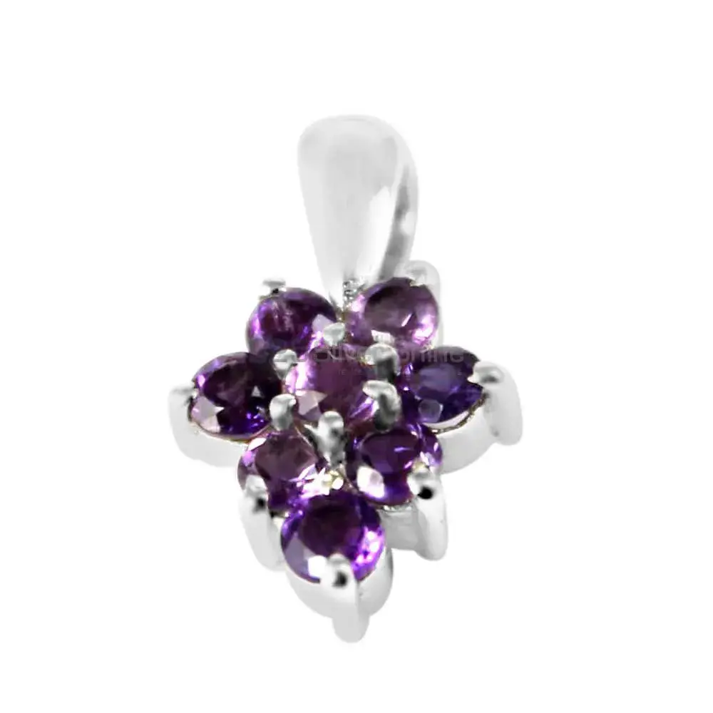 Solid Sterling Silver Handmade Pendants In Amethyst Gemstone Jewelry 925SP208-2_1