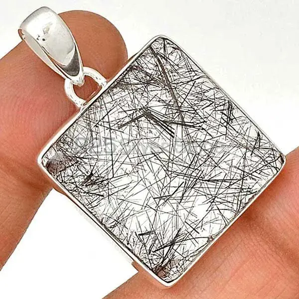 Solid Sterling Silver Handmade Pendants In Black Rutile Gemstone Jewelry 925SP162_7