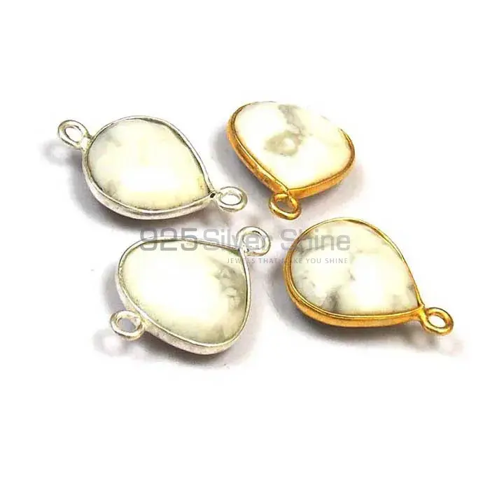 Howlite Heart Gemstone Single Bail Bezel Sterling Silver Gold Vermeil Connector 925GC157_4