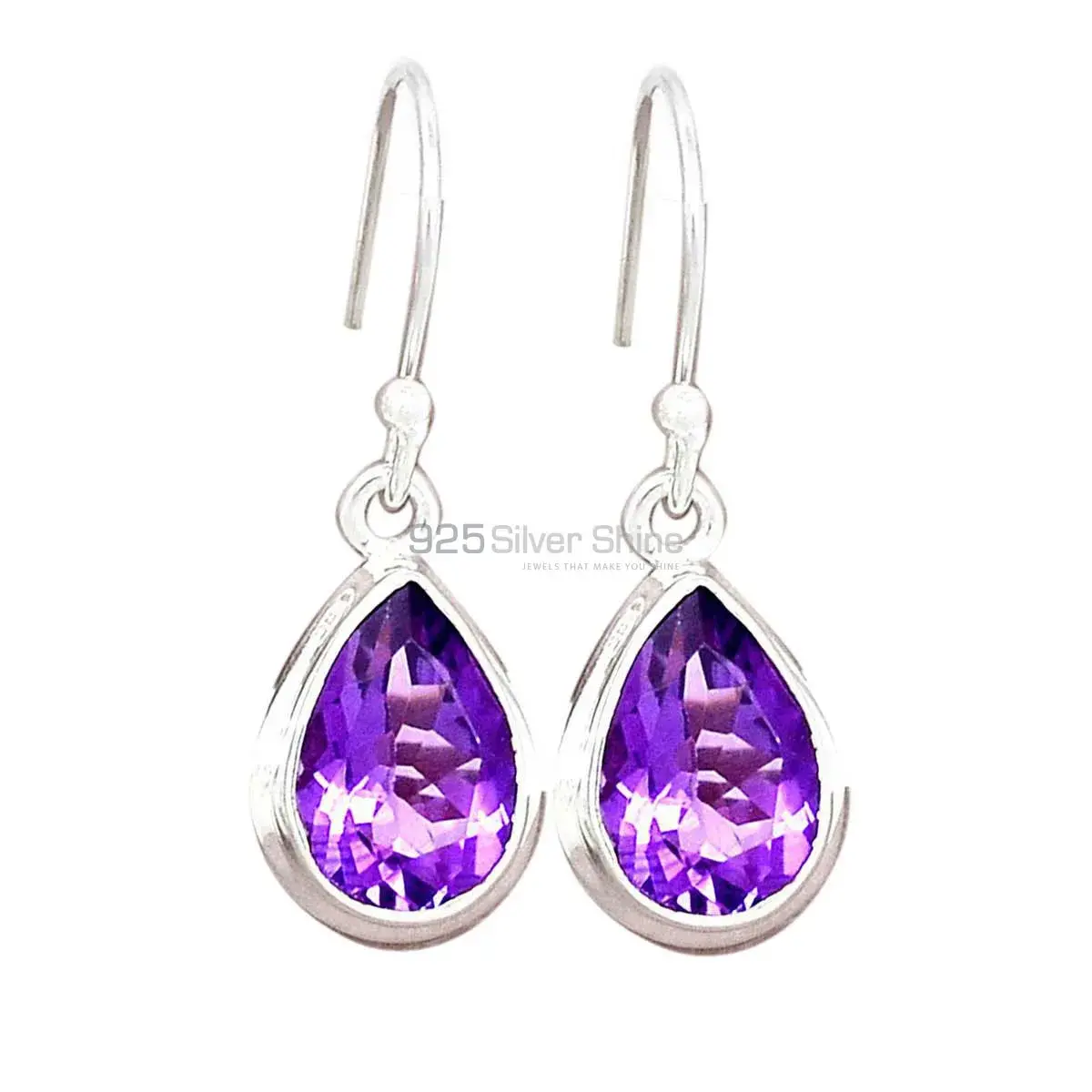 925 Sterling Silver Earrings In Amethyst Gemstone Jewelry 925SE2695_0