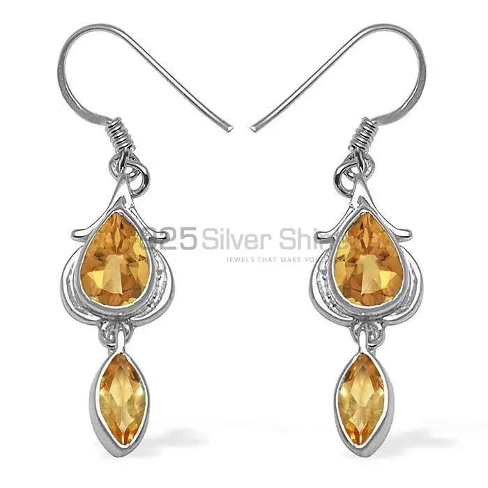 925 Sterling Silver Earrings In Citrine Gemstone Jewelry 925SE1066_0