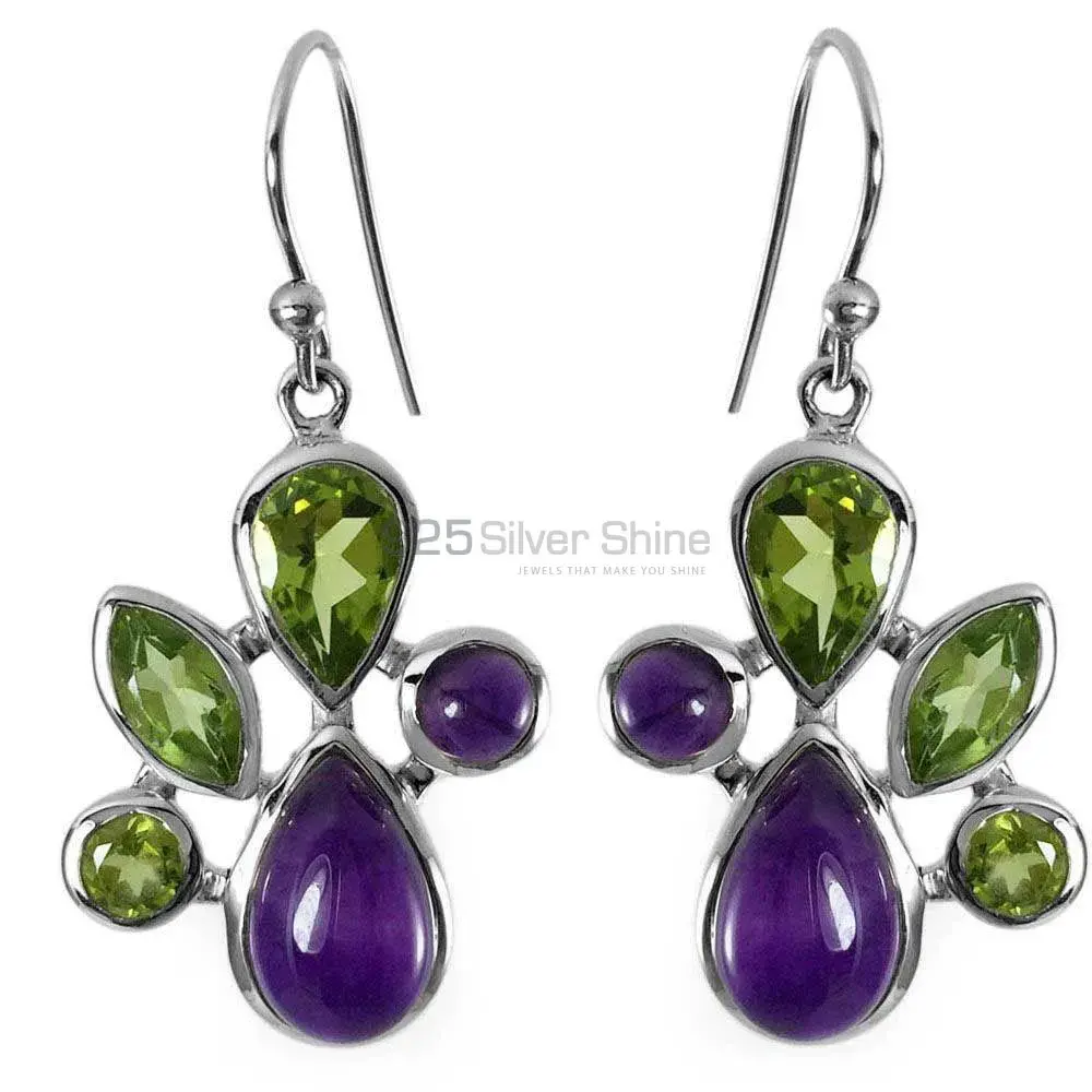 925 Sterling Silver Earrings In Amethyst Gemstone Jewelry 925SE1304_0