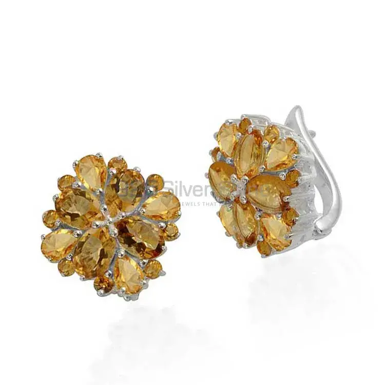 925 Sterling Silver Handmade Earrings In Citrine Gemstone Jewelry 925SE992_1