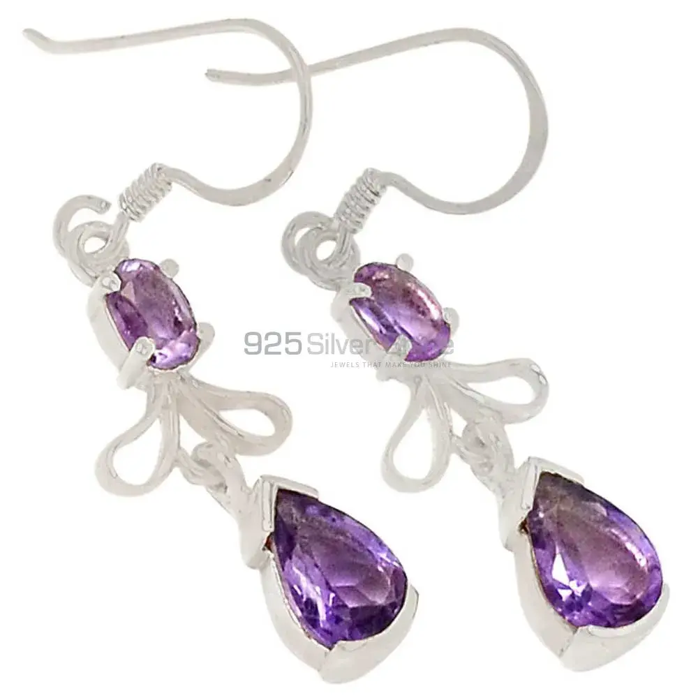 925 Sterling Silver Handmade Earrings In Amethyst Gemstone Jewelry 925SE370