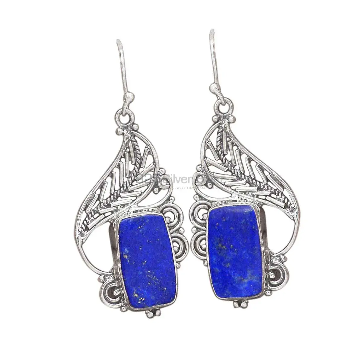 925 Sterling Silver Handmade Earrings In Lapis Gemstone Jewelry 925SE2956_0