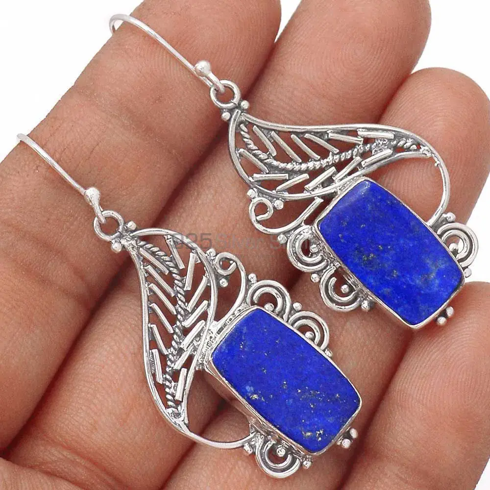 925 Sterling Silver Handmade Earrings In Lapis Gemstone Jewelry 925SE2956_1