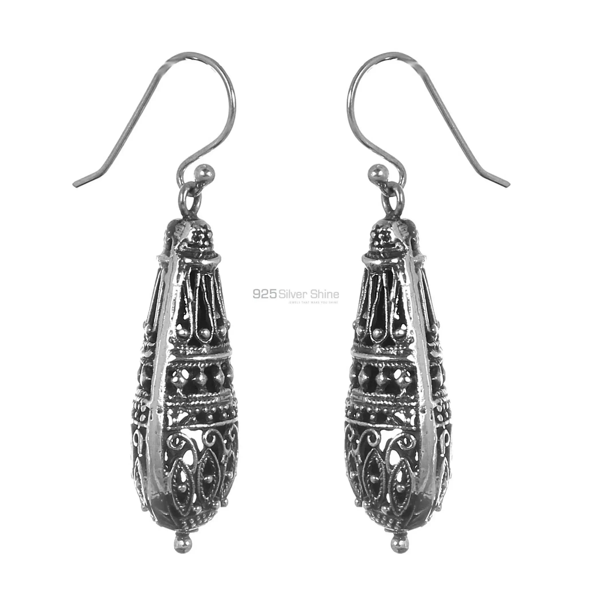 925 Sterling Silver Handmade Filigree Earrings 925SE296_2