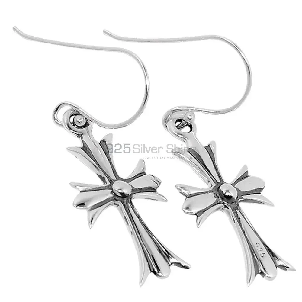 925 Sterling Silver Oxidized Cross earring 925SE2862_0