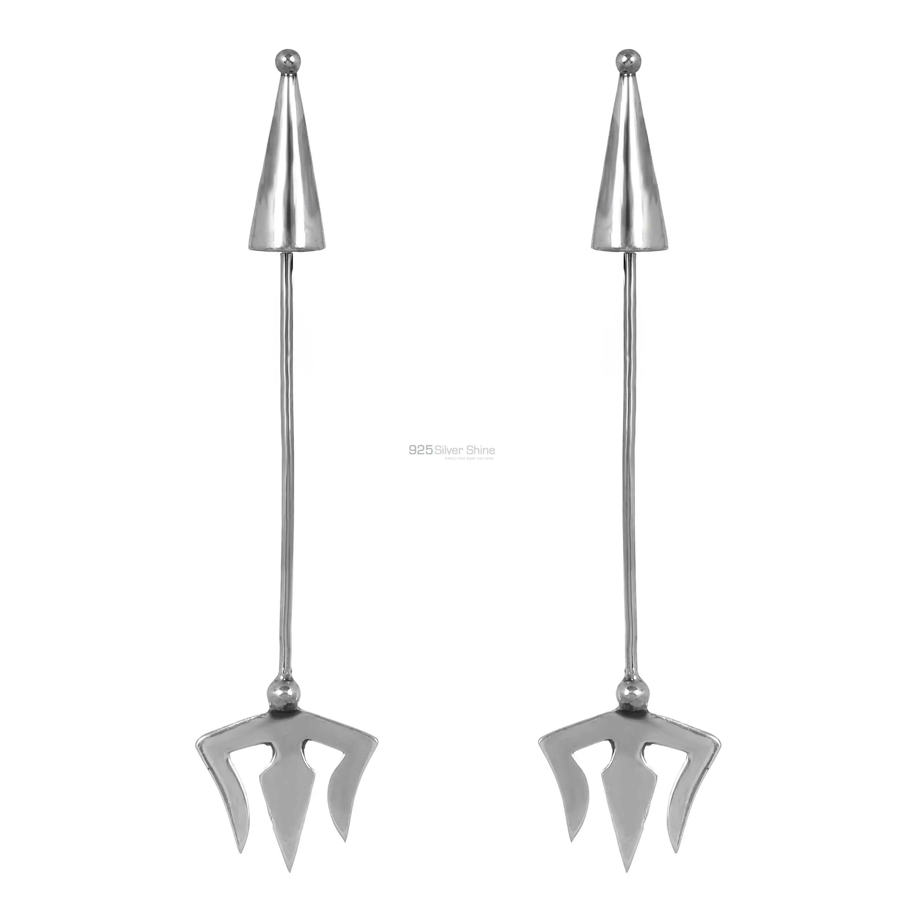 925 Sterling Silver Trishul Earrings 925SE286_0